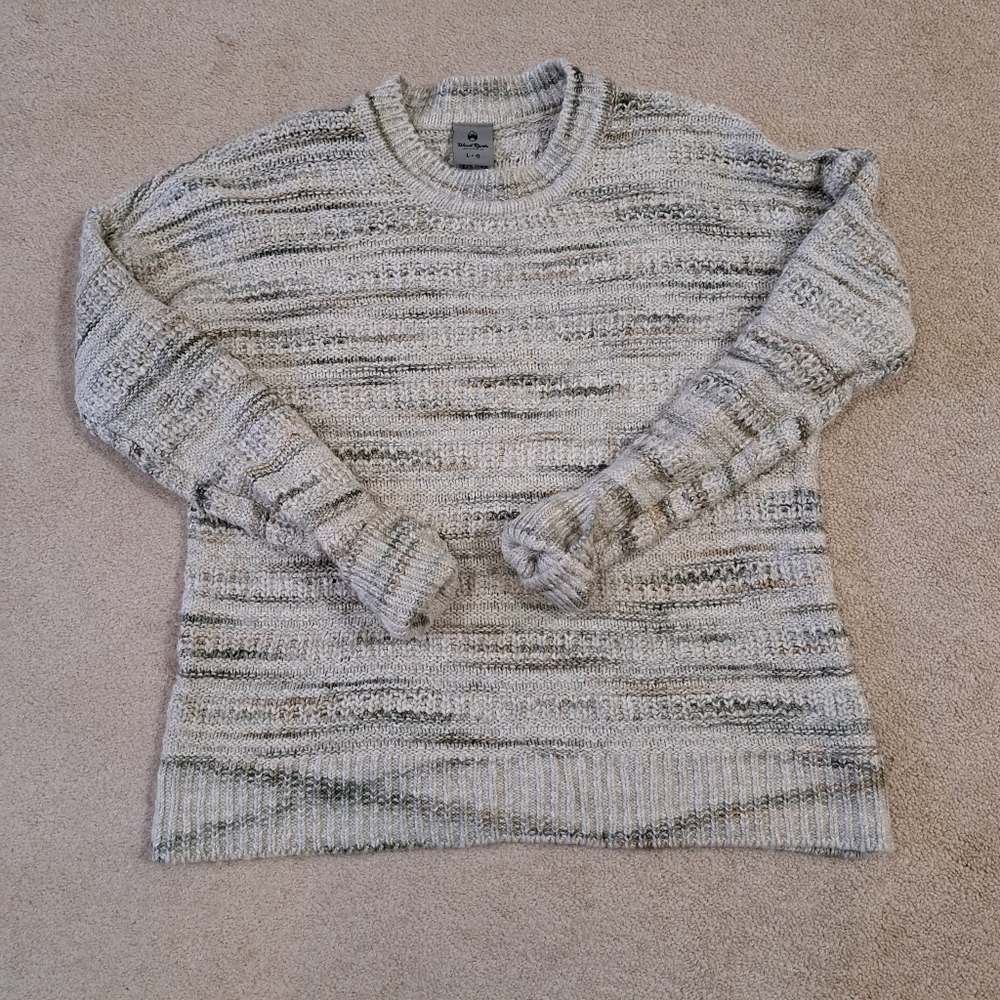 Wind River Outfitting Co. Knit Sweater Neutral Striped Size Large Cotton Wool